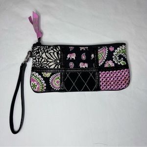 Vera Bradley PINK ELEPHANT Ella Patchwork WRISTLET BAG breast cancer awareness